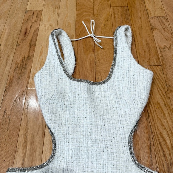 NBD Kenzie Mini Dress in White Tweed Metallic REVOLVE size L - Picture 4 of 12
